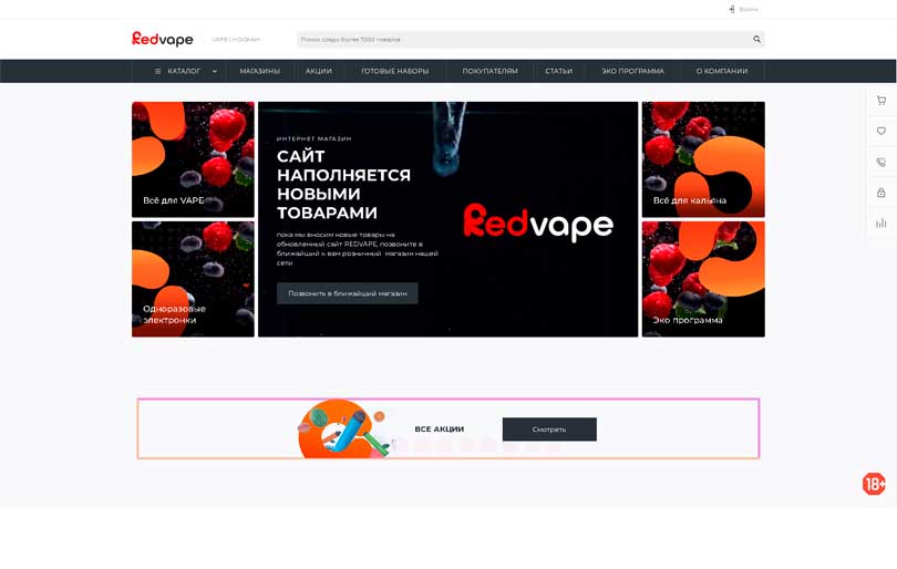 Финальный экран проекта Интернет-магазин REDvaipe